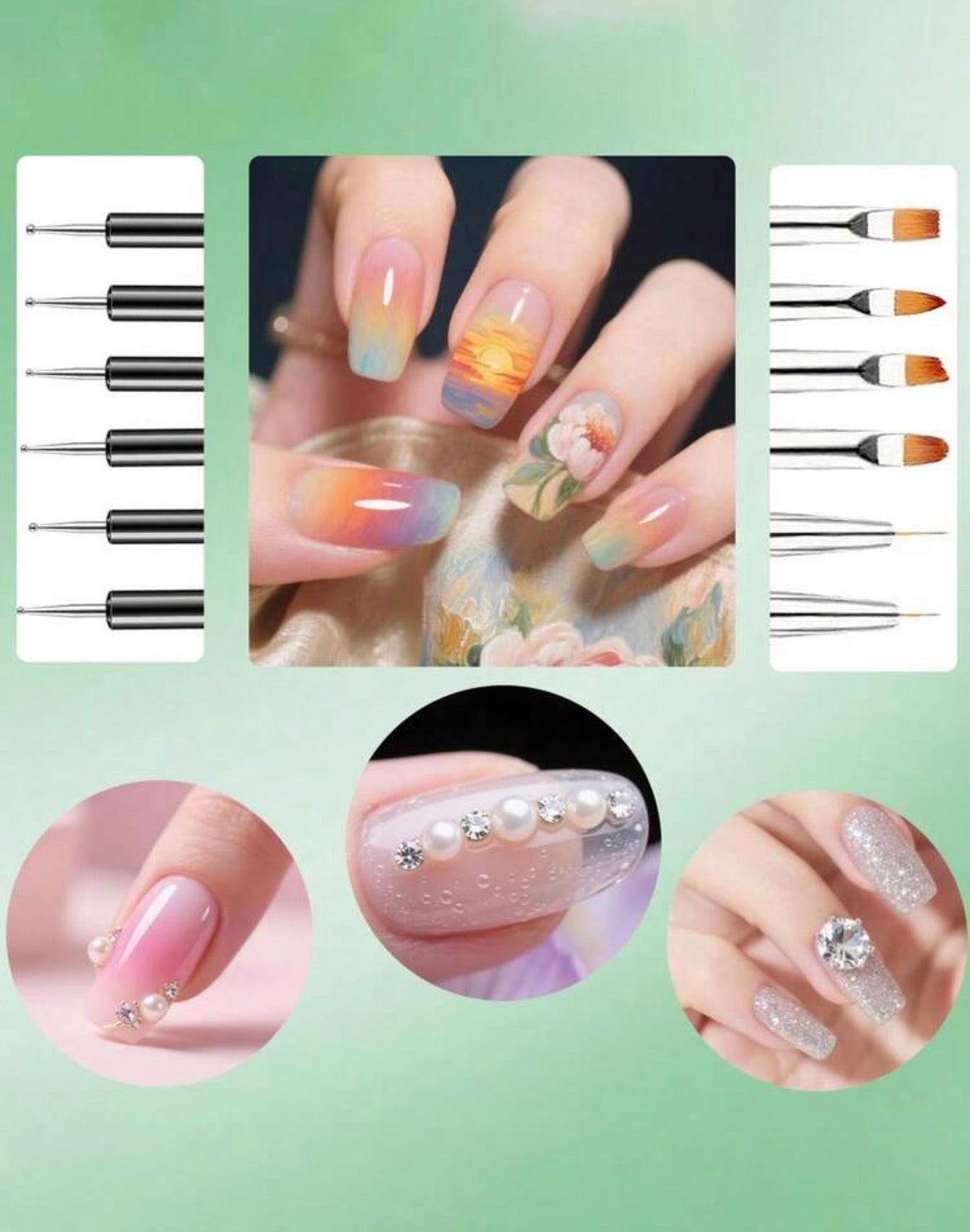 6pcs Double-Ended Nail Art Pens & Dotting Tools – French Tip, Lining & Gel Nail Design Set