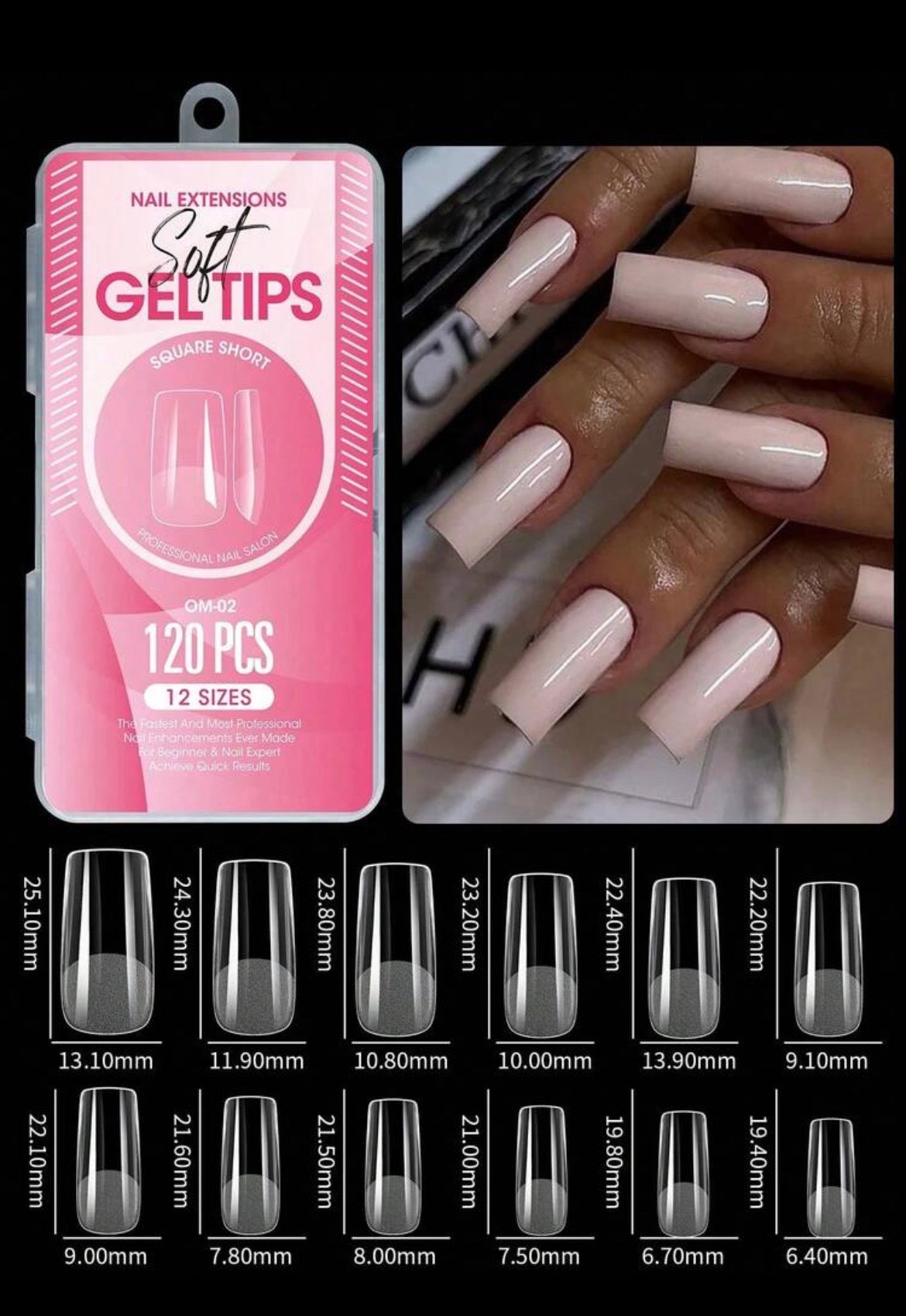 120 pcs short medium long almond acrylic fake nails