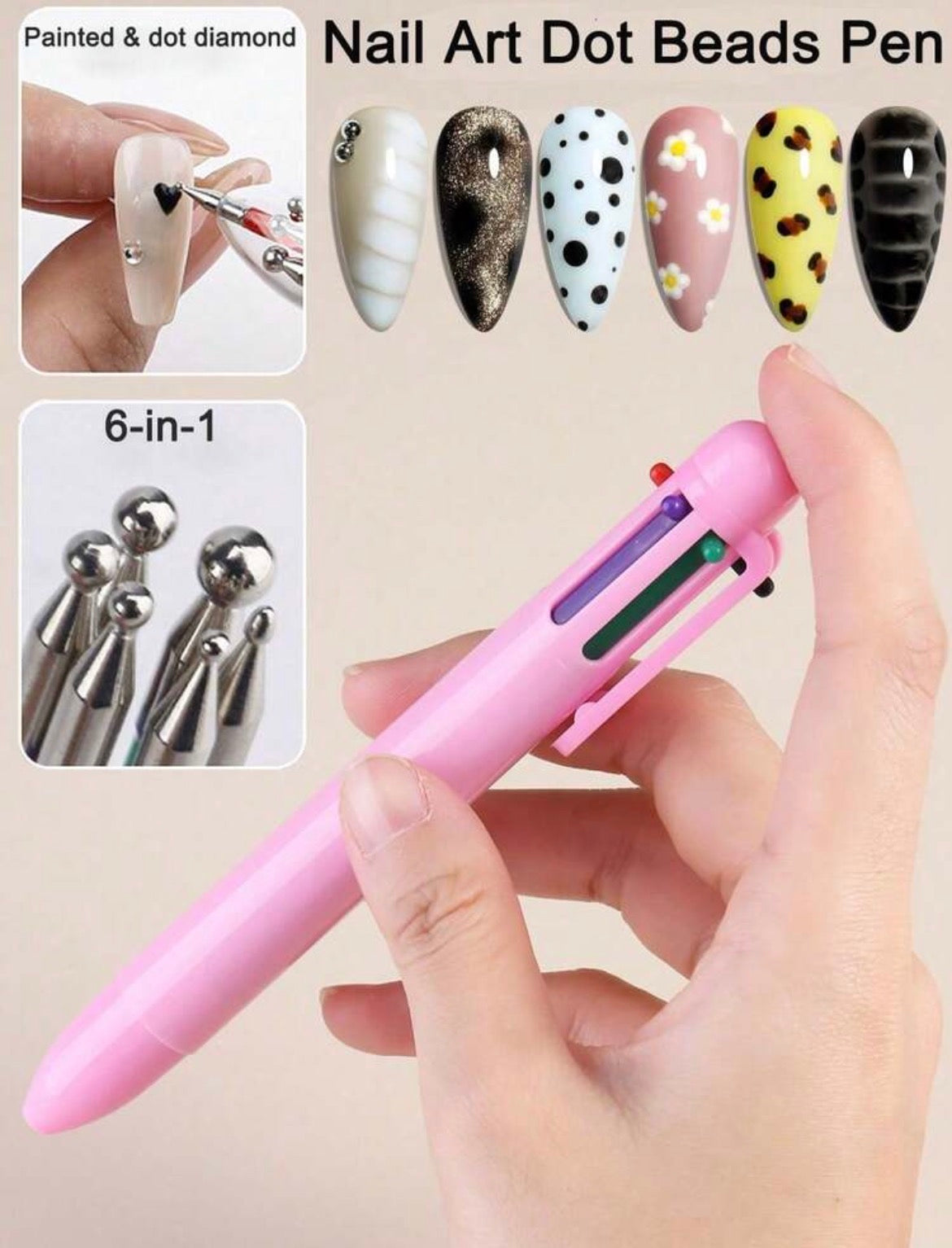 6-1 professional nail art dotting pen