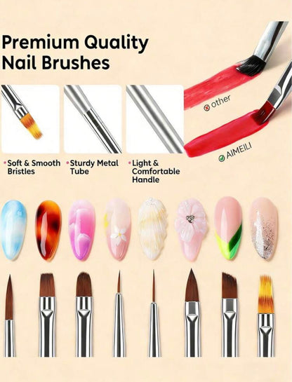 6pcs Double-Ended Nail Art Pens & Dotting Tools – French Tip, Lining & Gel Nail Design Set