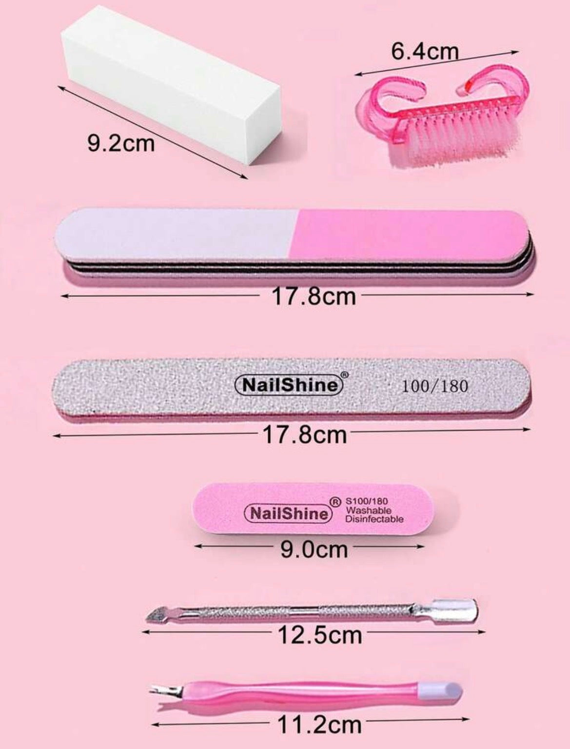 NailShine 7pcs Nail Care Tool Kit – Manicure File, Buffer, Polisher & Cuticle Pusher Set