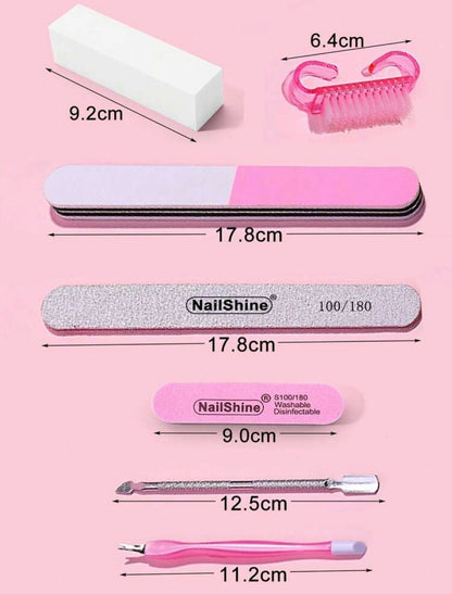 NailShine 7pcs Nail Care Tool Kit – Manicure File, Buffer, Polisher & Cuticle Pusher Set