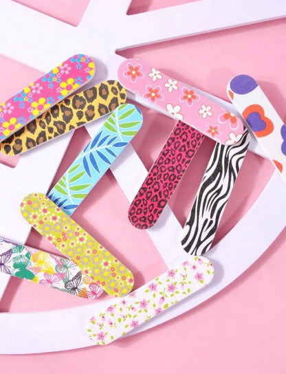 Colorful Leopard Nail Files & Sided Buffer Blocks – Nail Shaping & Polishing Set/ per piece