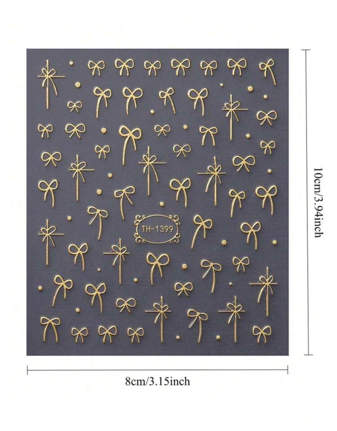 Gold Bow Nail Art Stickers – Floral, Petal & Leaf Nail Decals for Elegant Nail Designs
