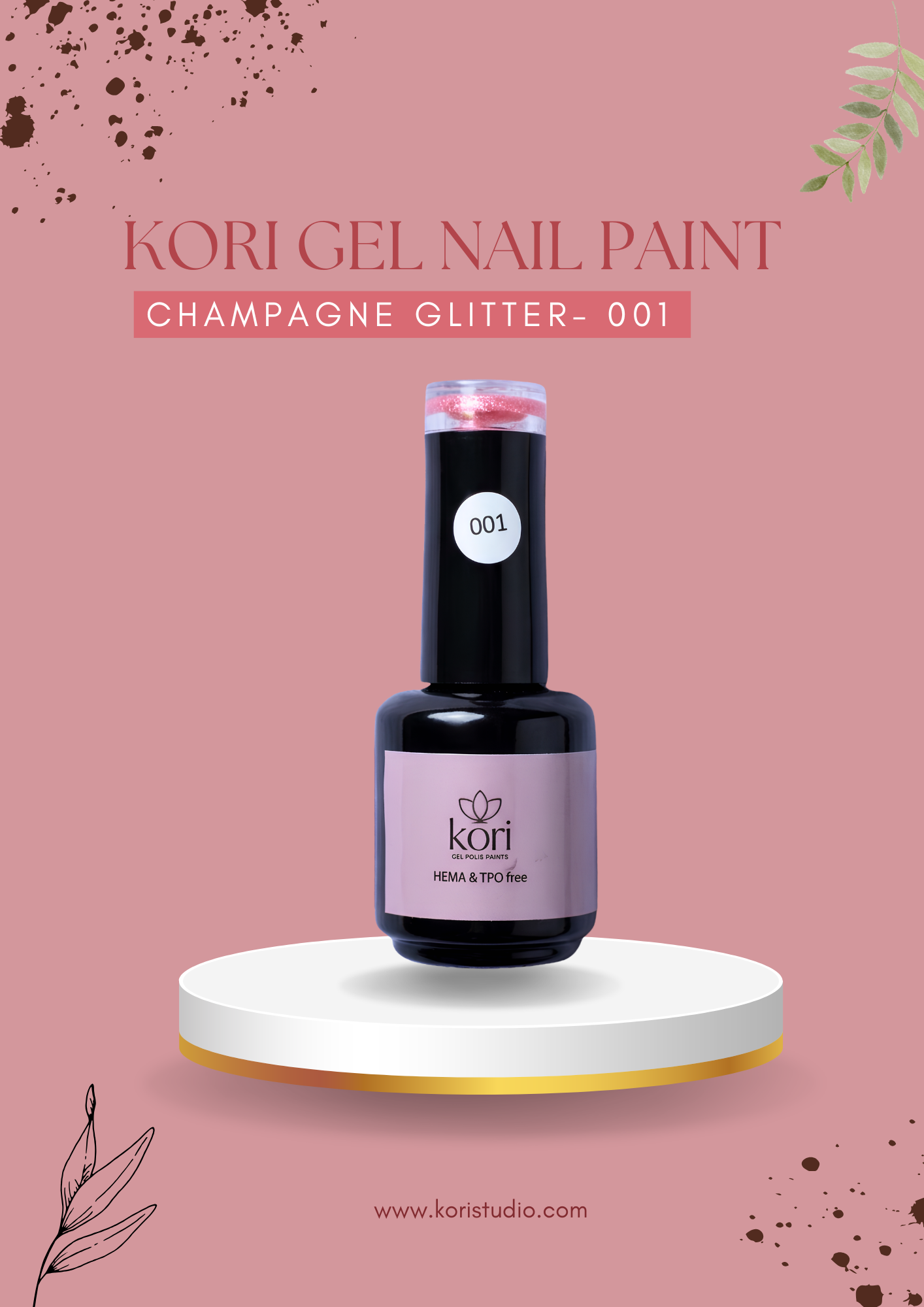 Kōri Glitter Gel Nail Paints | Long-Lasting Salon Formula | HEMA & TPO Free | 15 ml