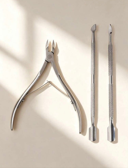 3pcs Multifunctional Nail Care Tools Set – Stainless Steel Cuticle Scissors & Nail Pusher