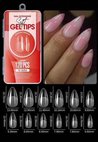 120 pcs short medium long almond acrylic fake nails