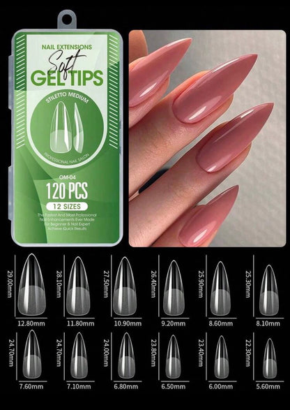 120 pcs short medium long almond acrylic fake nails