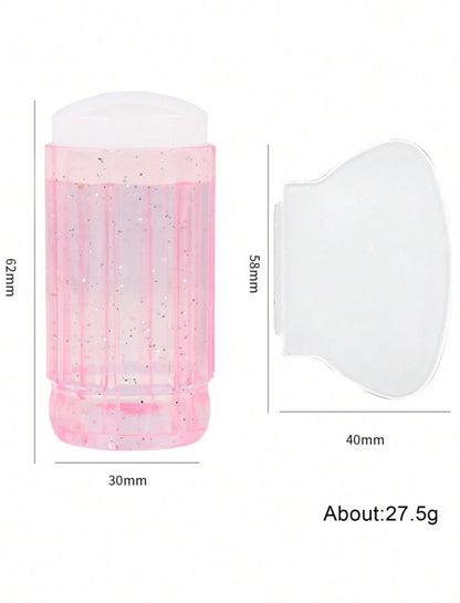 Silicone French Nail Stamp & Scraper Set – Clear Nail Art Transfer & Printing Tools