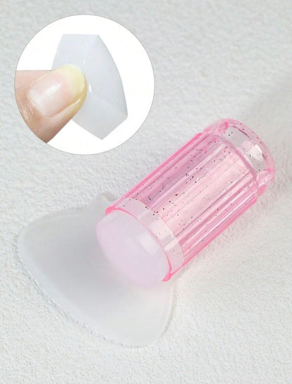 Silicone French Nail Stamp & Scraper Set – Clear Nail Art Transfer & Printing Tools
