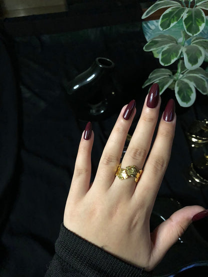 Leaves Pattern Electroplated Ring – Elegant Leaf Design Fashion Ring