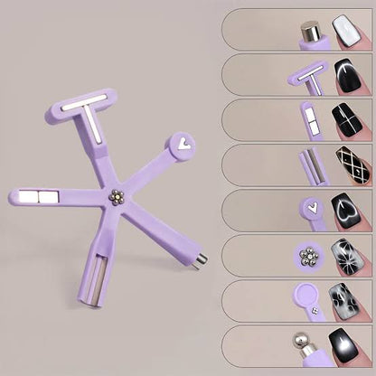 8-in-1 Cat Eye Nail Magnet - Heart, French, Plaid & Wide Light Effects Tool