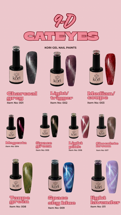 Kōri 9D Cat Eye Gel Nail Paints | Magnetic Multi-Dimensional Effect | Salon-Quality Formula | 8ml