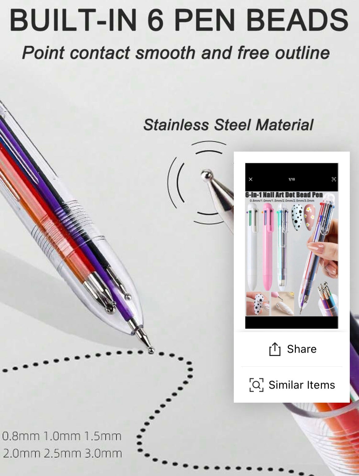6-1 professional nail art dotting pen